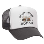 Good Timin' Woman Foam Trucker Hat - Charcoal / White