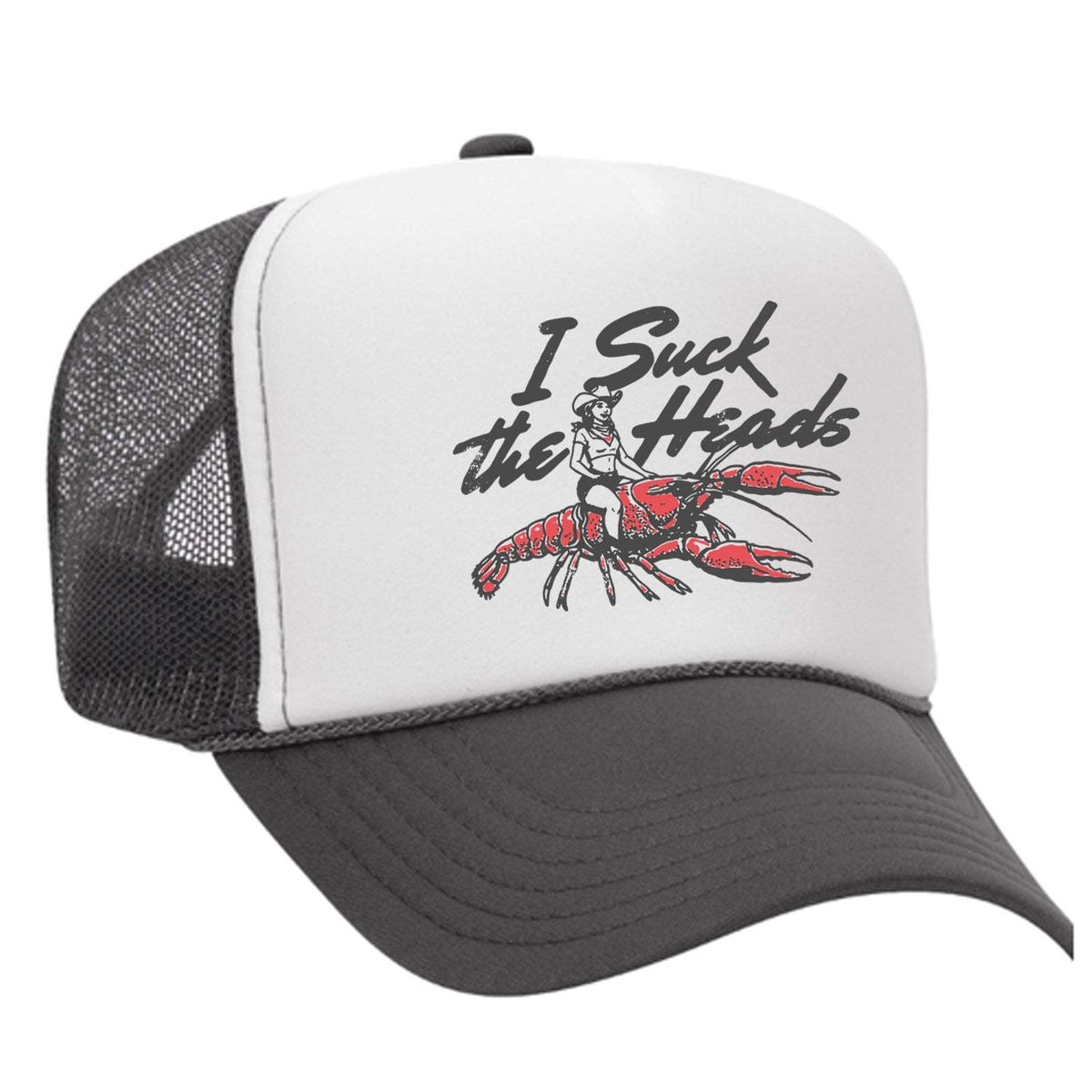 I Suck The Heads Foam Trucker Hat - Charcoal / White