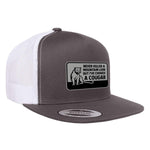 Choked A Cougar Flat Bill Leather Patch Hat - Charcoal / White