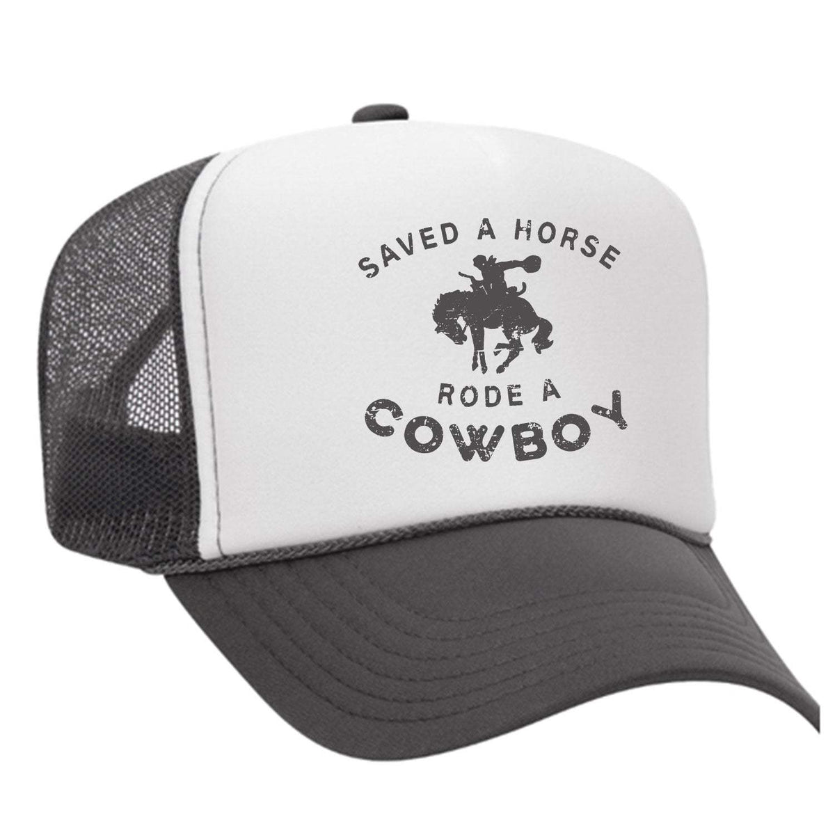 Saved A Horse Rode A Cowboy Foam Trucker Hat - Charcoal / White