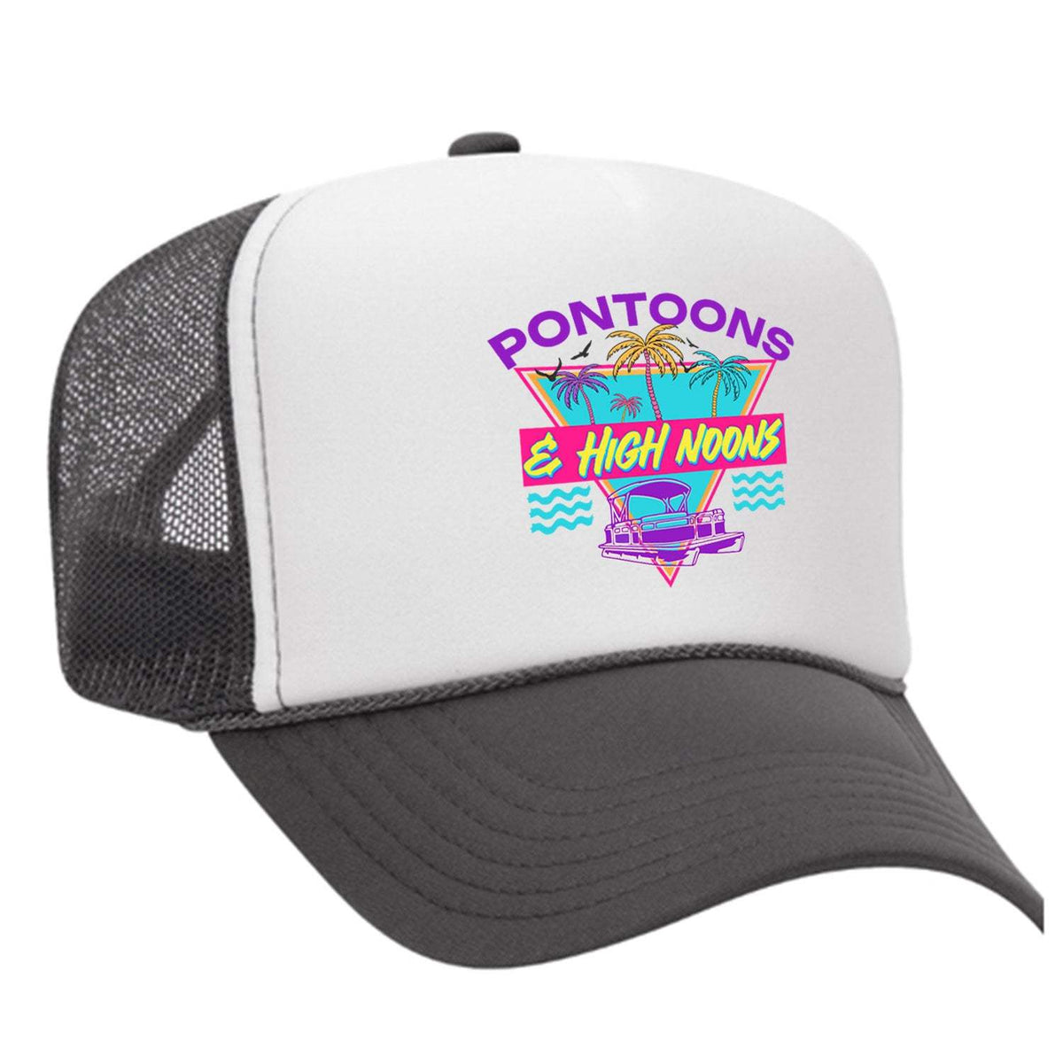 Pontoons and High Noons Foam Trucker Hat - Charcoal / White
