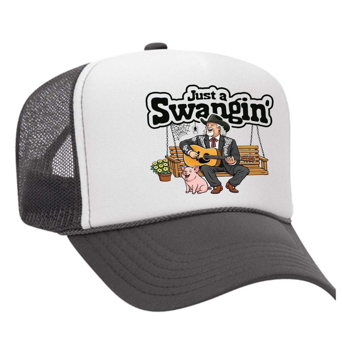 Just A Swangin' Foam Trucker Hat - Charcoal / White