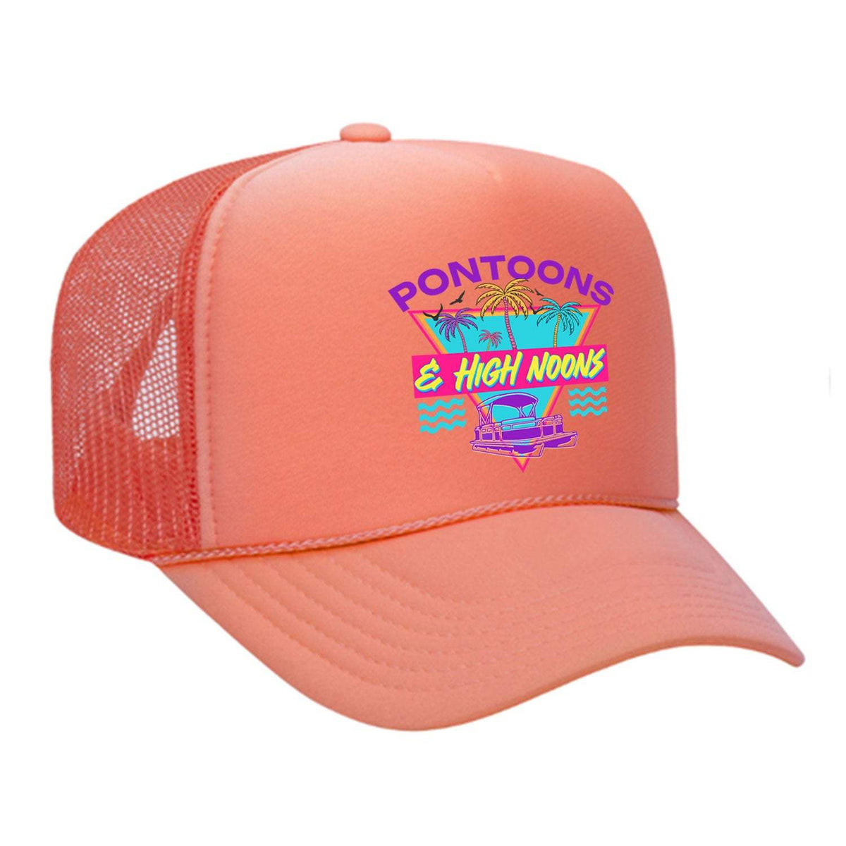 Pontoons and High Noons Foam Trucker Hat - Coral