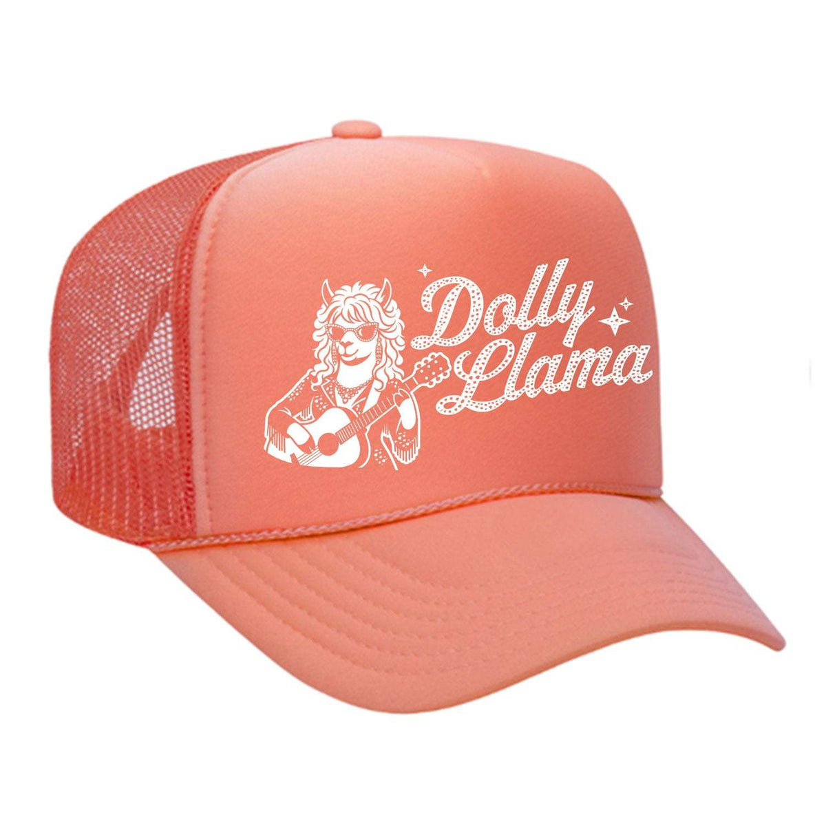 Dolly Llama Foam Trucker Hat - Coral