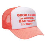 Good Taste In Music Foam Trucker Hat - Coral / White