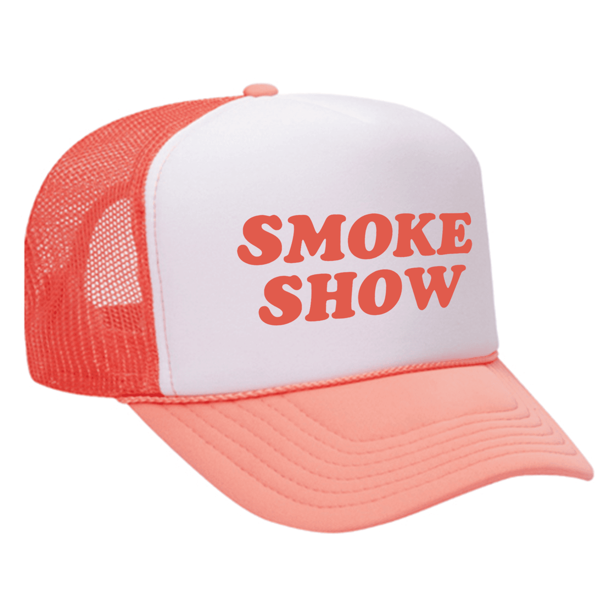 Smoke Show Foam Trucker Hat - Coral / White