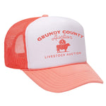 Grundy County Auction Foam Trucker Hat - Coral / White