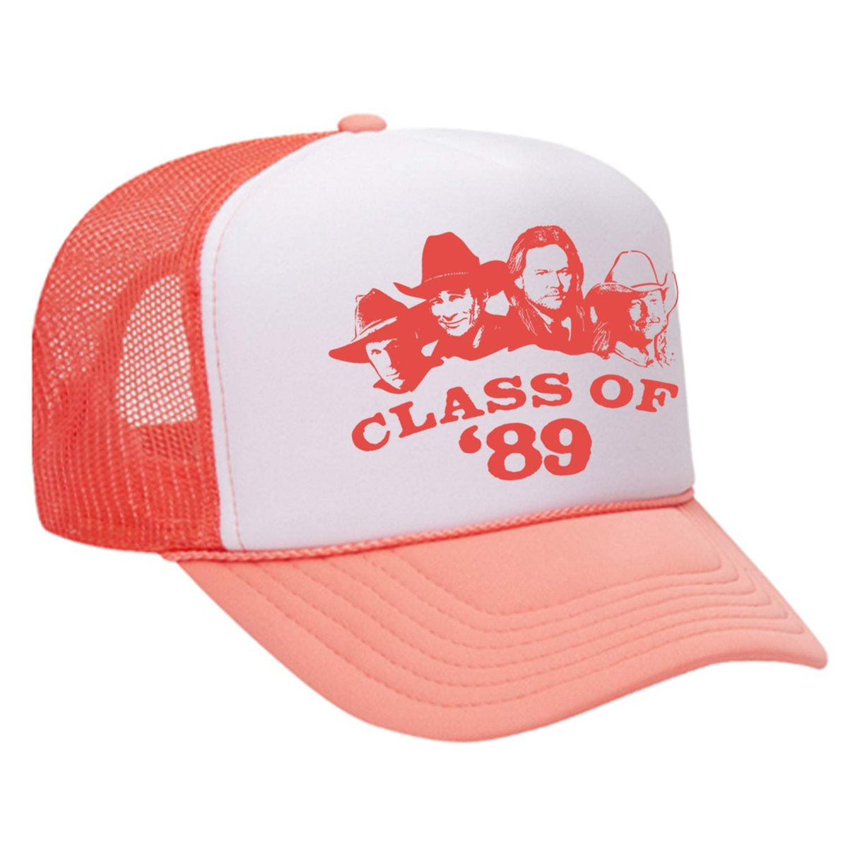 Class Of '89 Foam Trucker Hat - Coral / White