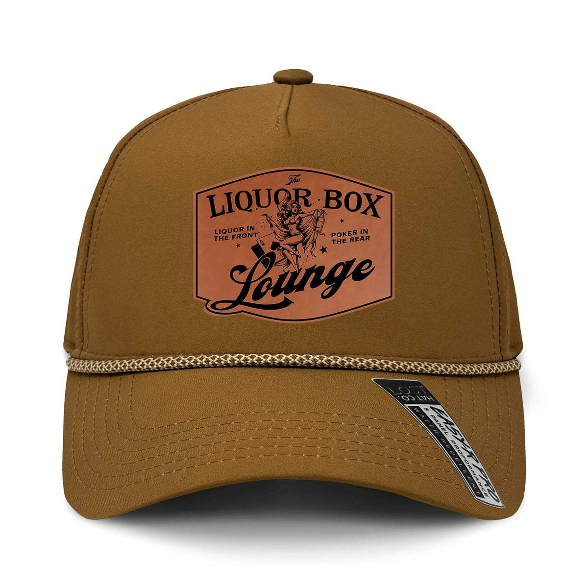 The Liquor Box Lounge Performance Leather Patch Hat - Coyote