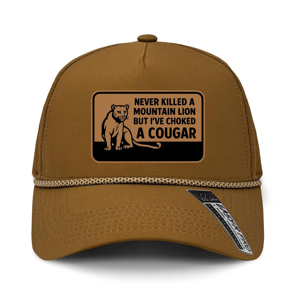 Choked A Cougar Performance Leather Patch Hat - Coyote