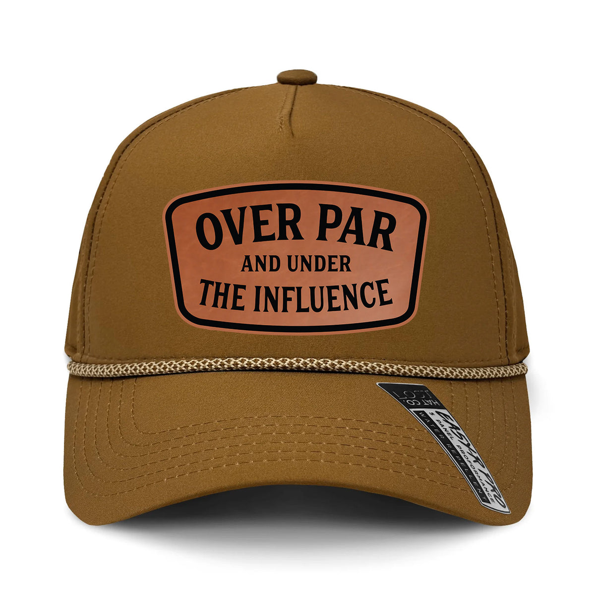 Over Par And Under The Influence Performance Leather Patch Hat