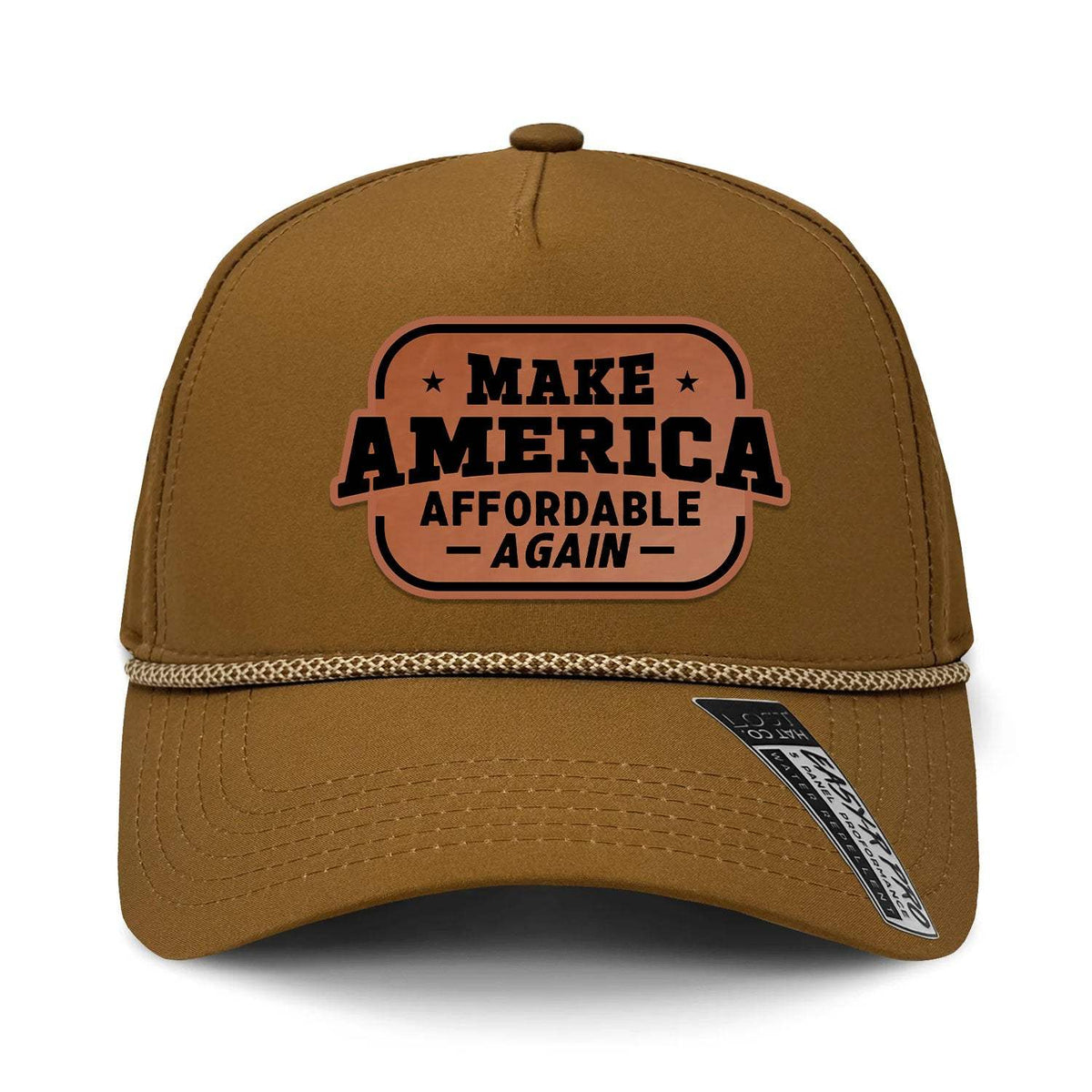 Make America Affordable Again Performance Leather Patch Hat - Coyote