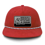 Choked A Cougar Flat Bill Rope Leather Patch Hat