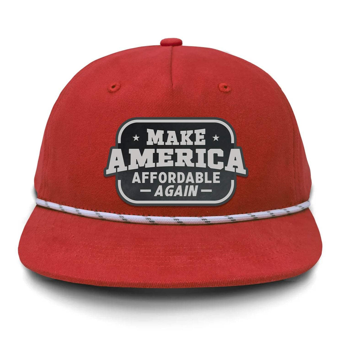 Make America Affordable Again Flat Bill Rope Leather Patch Hat - Crawfish