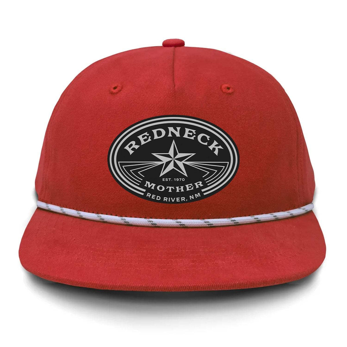 Redneck Mother Flat Bill Rope Leather Patch Hat - Crawfish