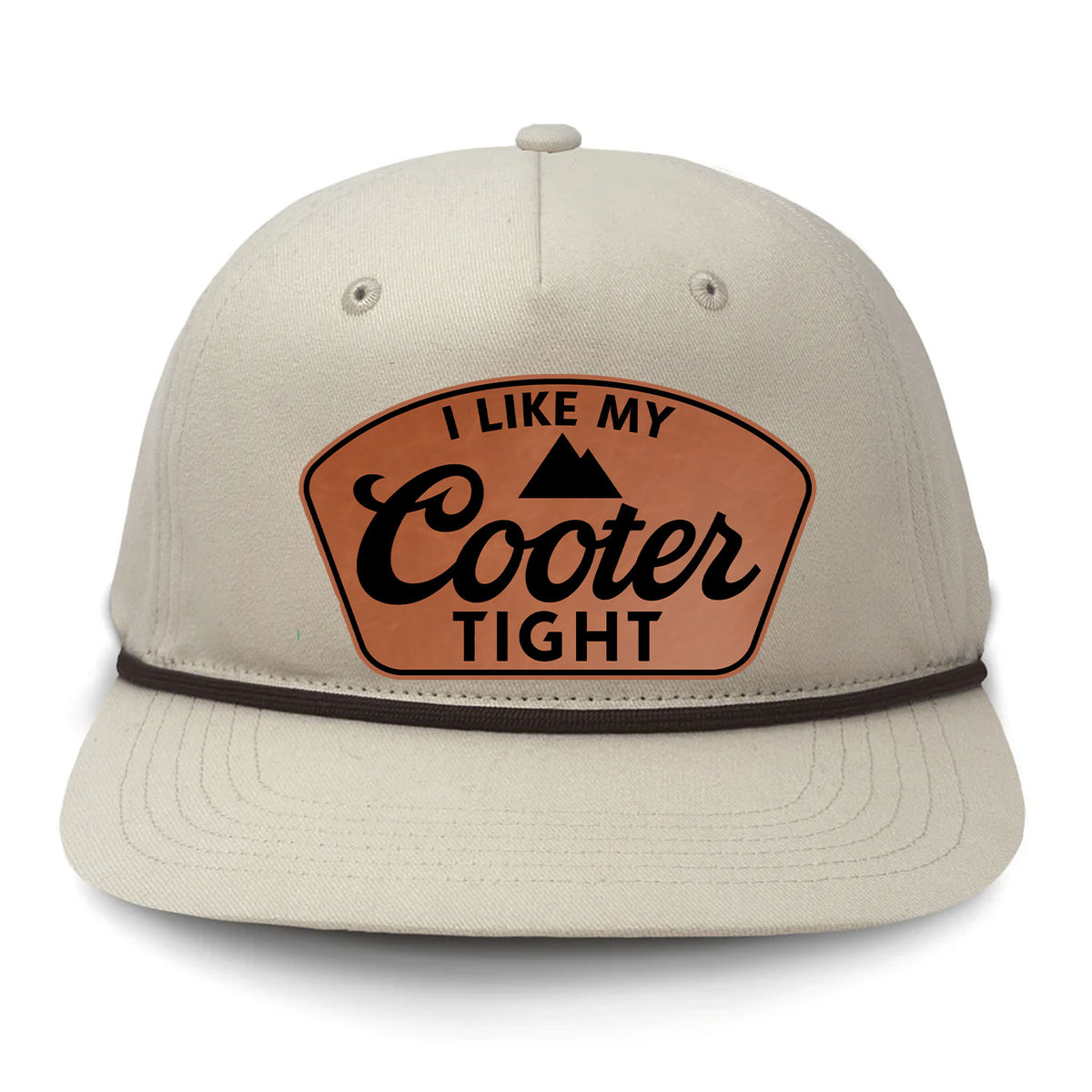 I Like My Cooter Tight Flat Bill Rope Leather Patch Hat