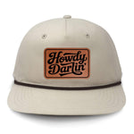 Howdy Darlin' Flat Bill Rope Leather Patch Hat - Cream