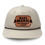 Make America Affordable Again Flat Bill Rope Leather Patch Hat - Cream