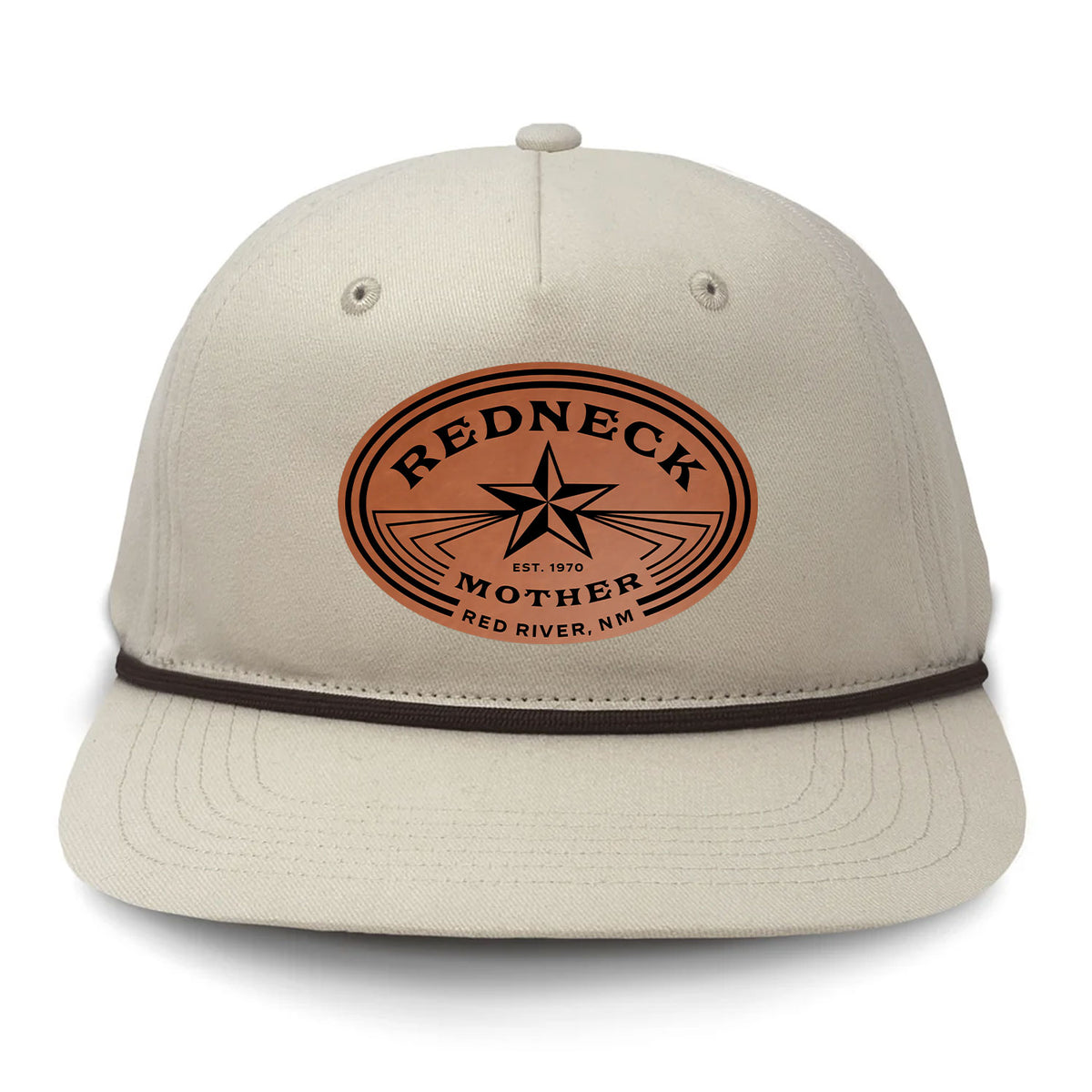 Redneck Mother Flat Bill Rope Leather Patch Hat