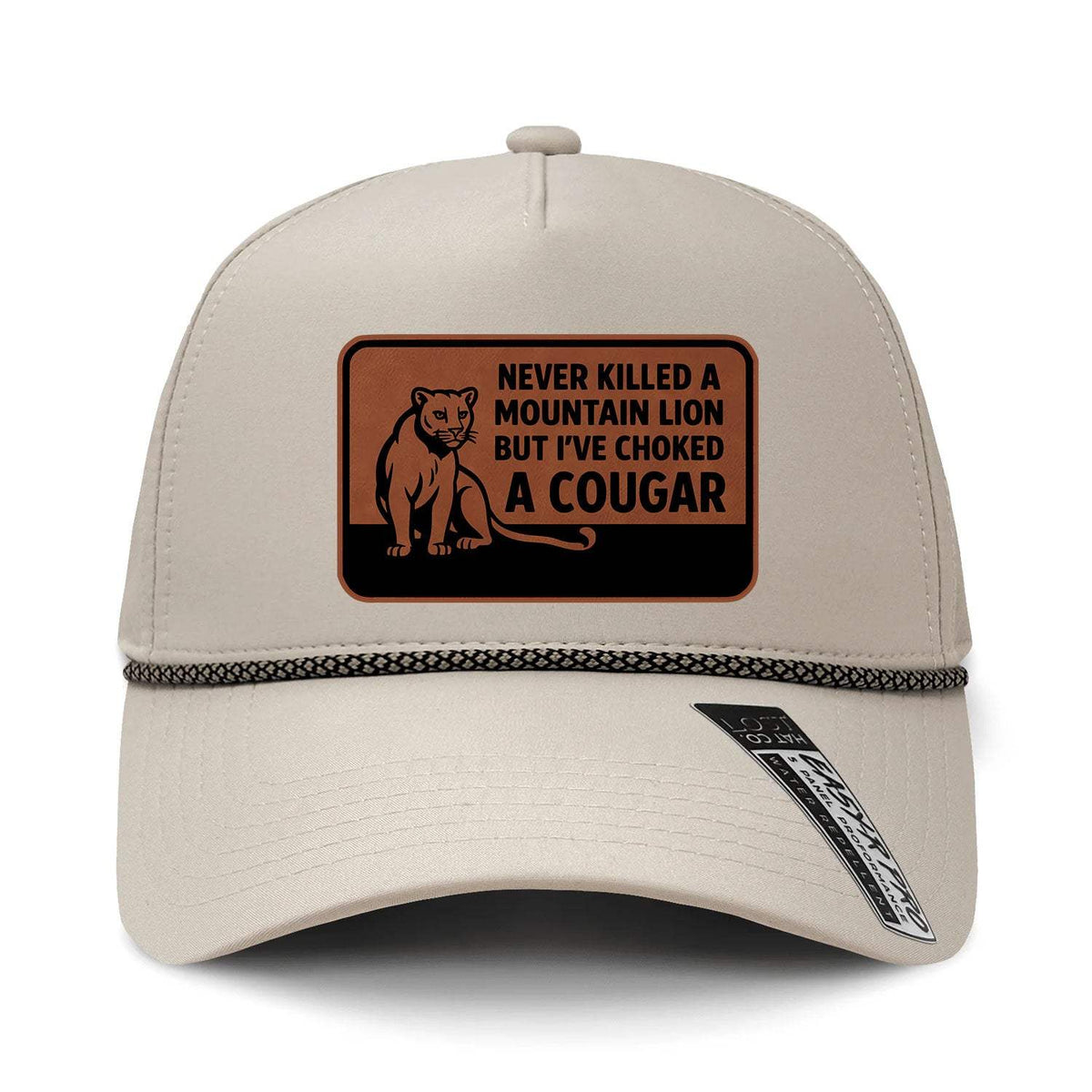 Choked A Cougar Performance Leather Patch Hat - Cream