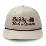 Daddy Needs A Cig Embroidered Flat Bill Hat - Cream
