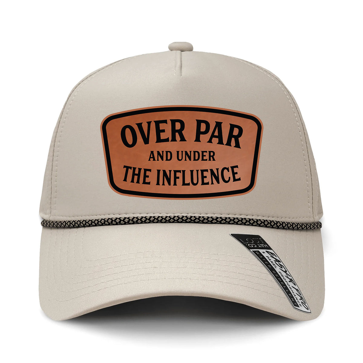 Over Par And Under The Influence Performance Leather Patch Hat