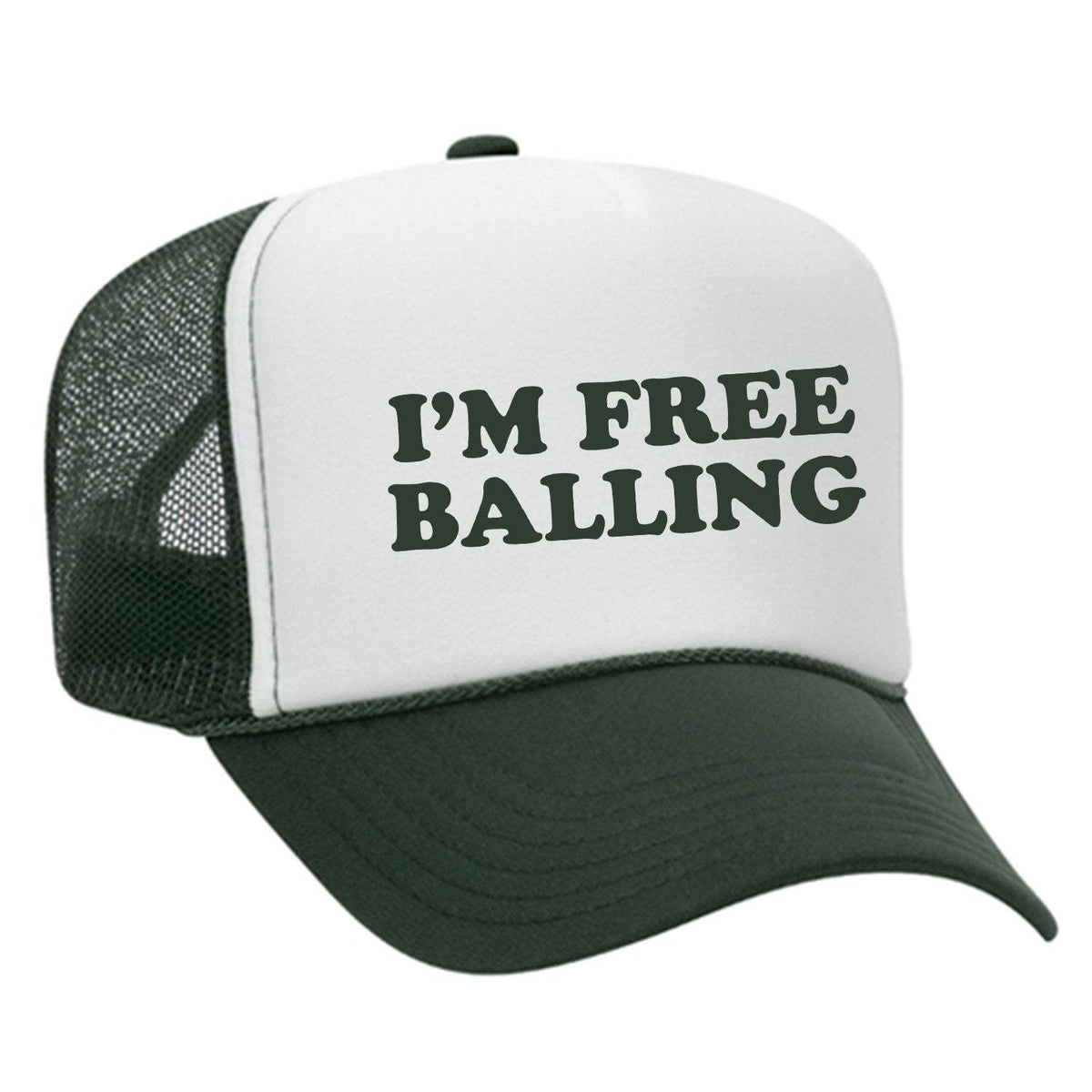 Free Balling Foam Trucker Hat - Dark Green / White