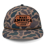 Make America Affordable Again Flat Bill Rope Leather Patch Hat - Delta