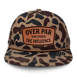 Over Par And Under The Influence Flat Bill Rope Leather Patch Hat - Delta