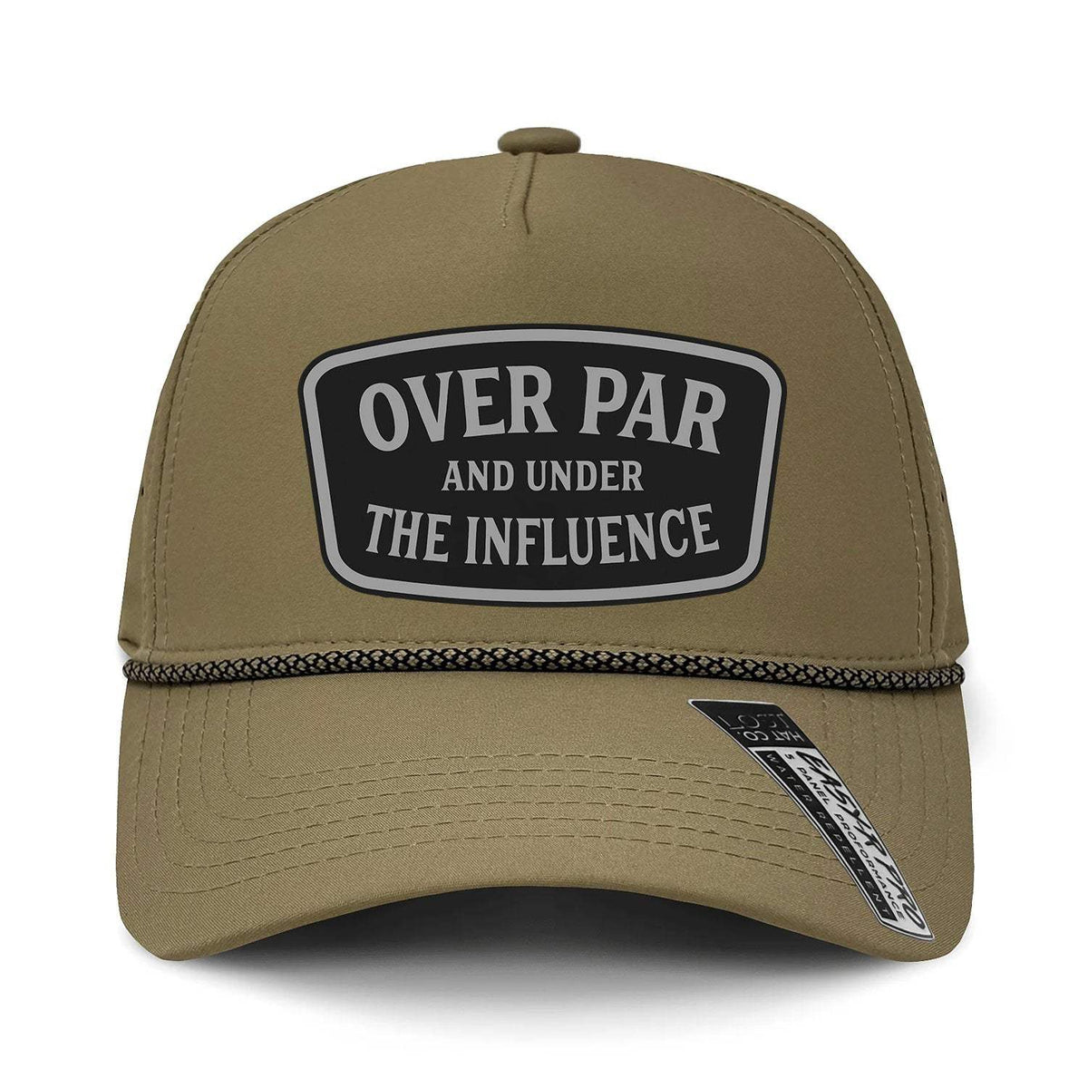 Over Par And Under The Influence Performance Leather Patch Hat - Flat Dark Earth