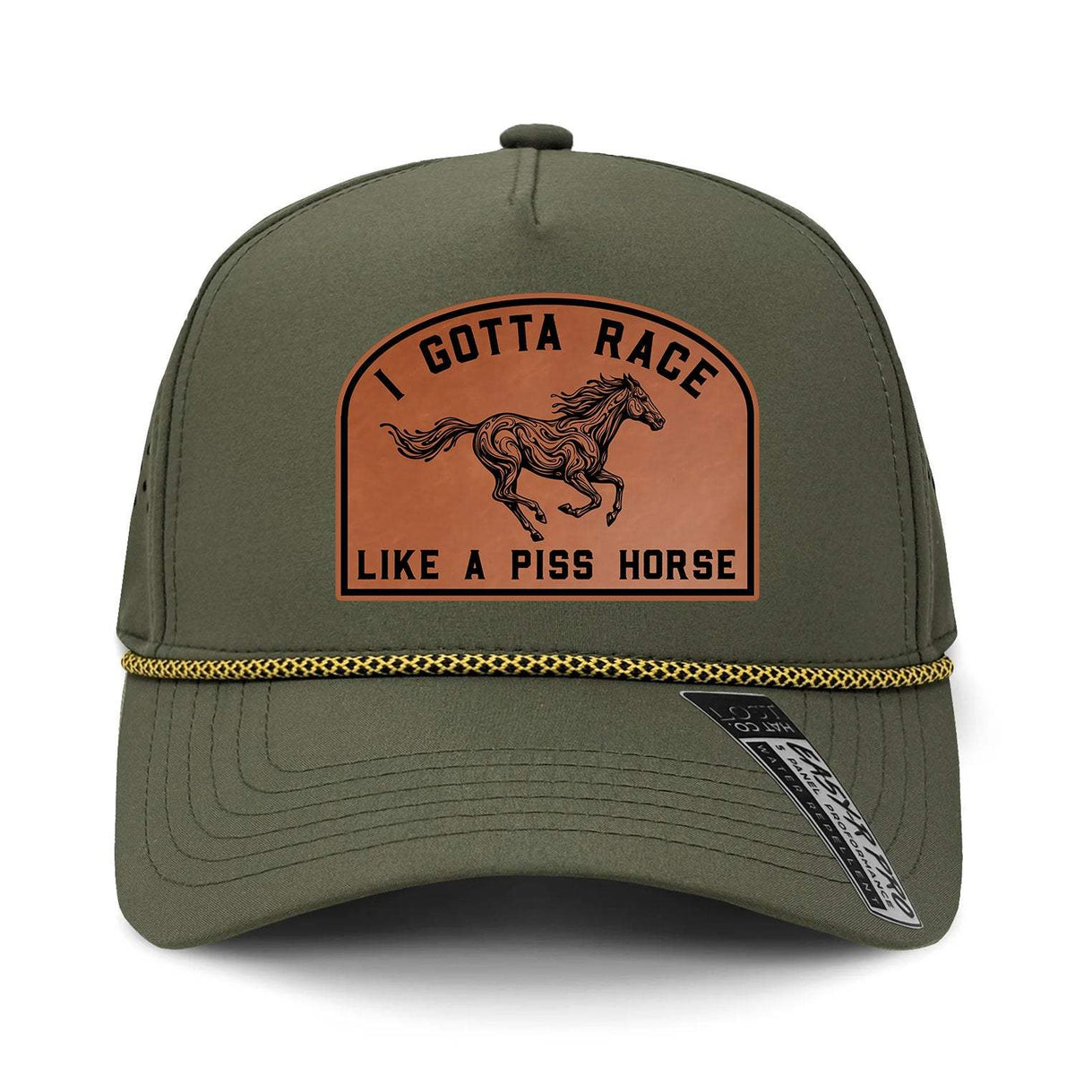 I Gotta Race Like A Piss Horse Performance Leather Patch Hat - Gator