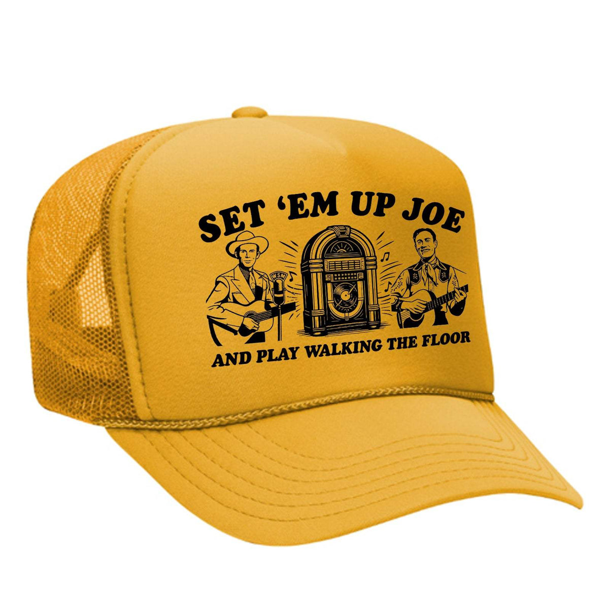 Set 'Em Up Joe Foam Trucker Hat - Gold
