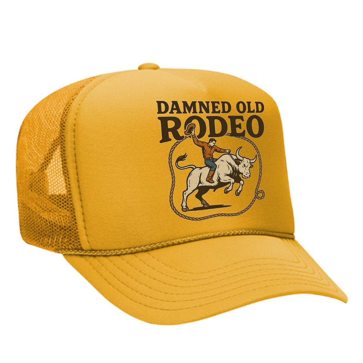 Damned Old Rodeo Foam Trucker Hat - Gold