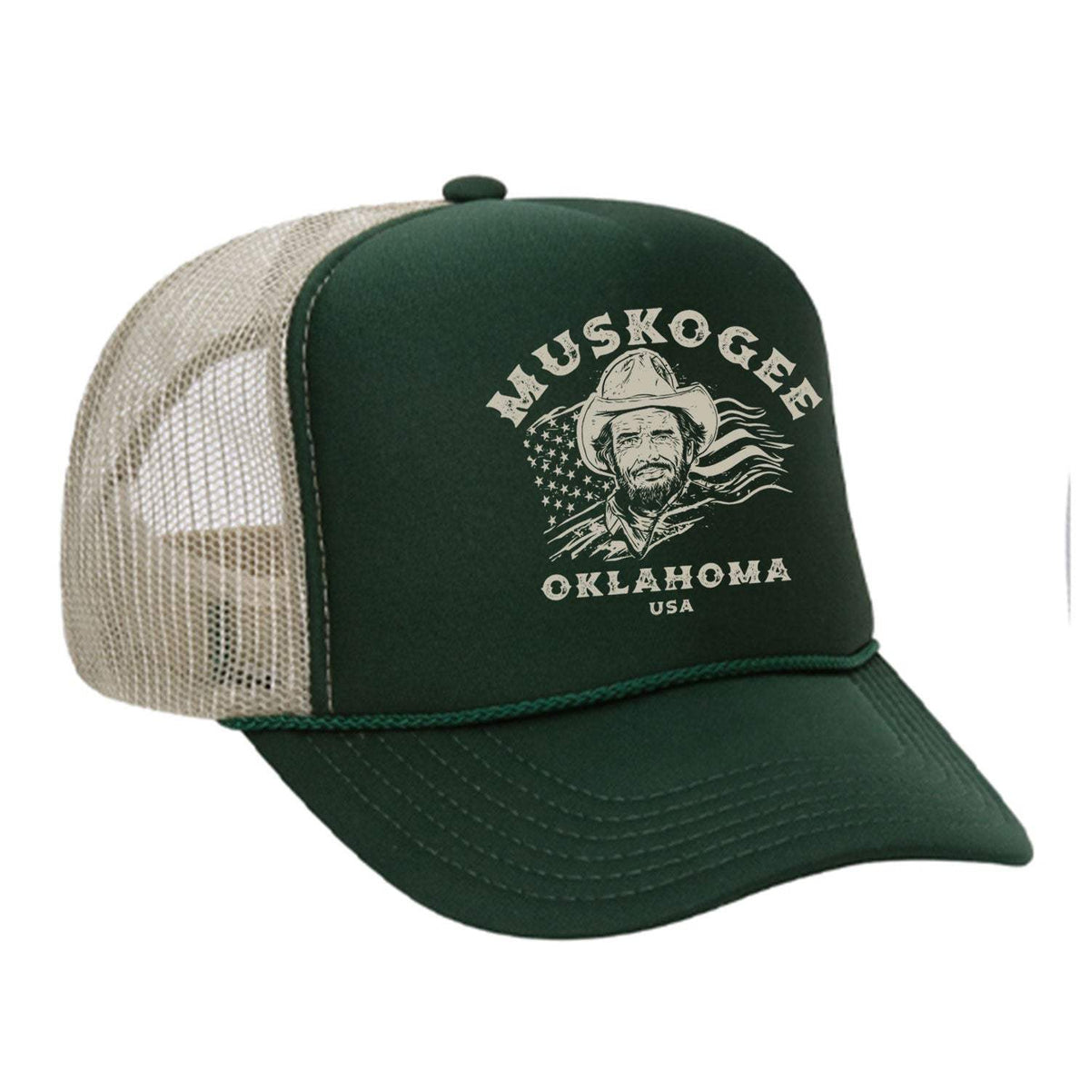 Haggard Old Flag Foam Trucker Hat - Green / Tan