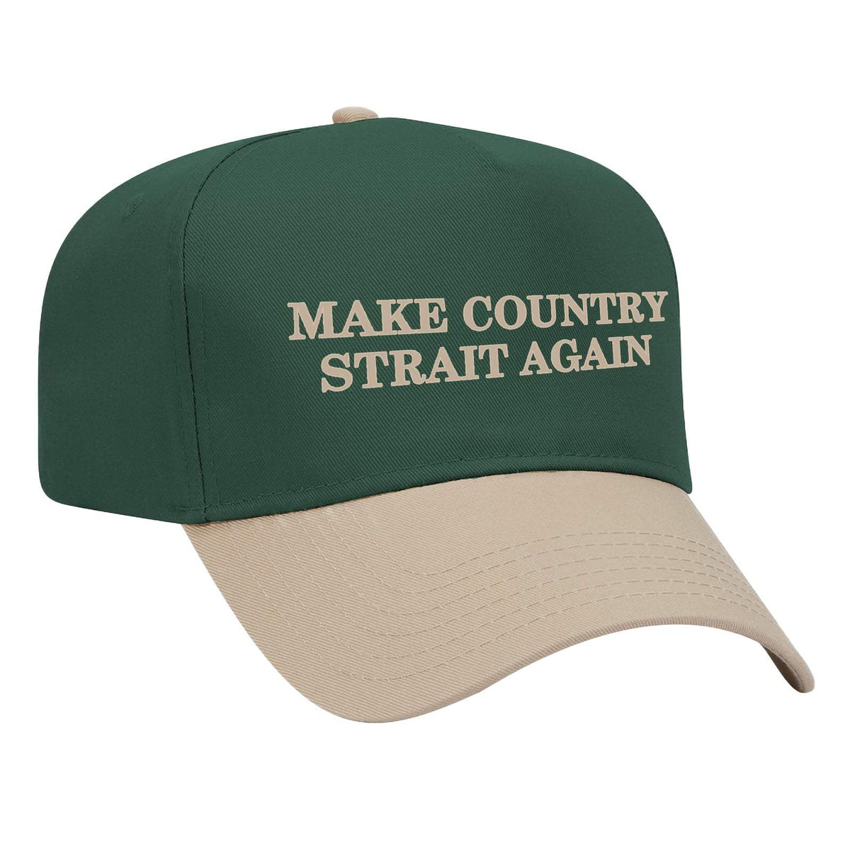 Make Country Strait Again Embroidered Mid-Profile Hat - Green / Khaki