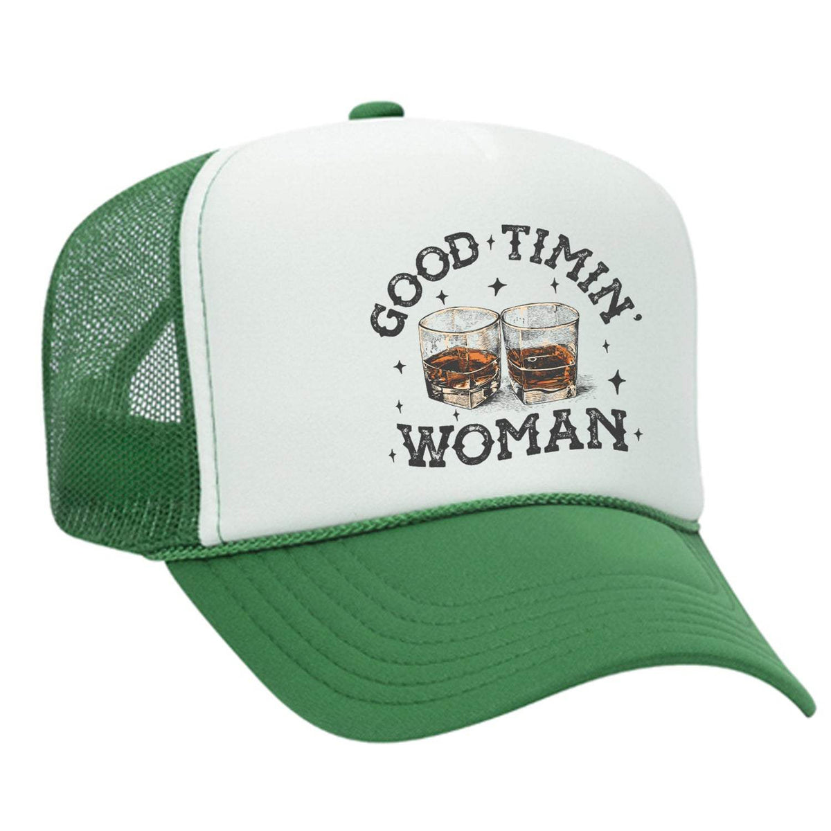 Good Timin' Woman Foam Trucker Hat - Green / White
