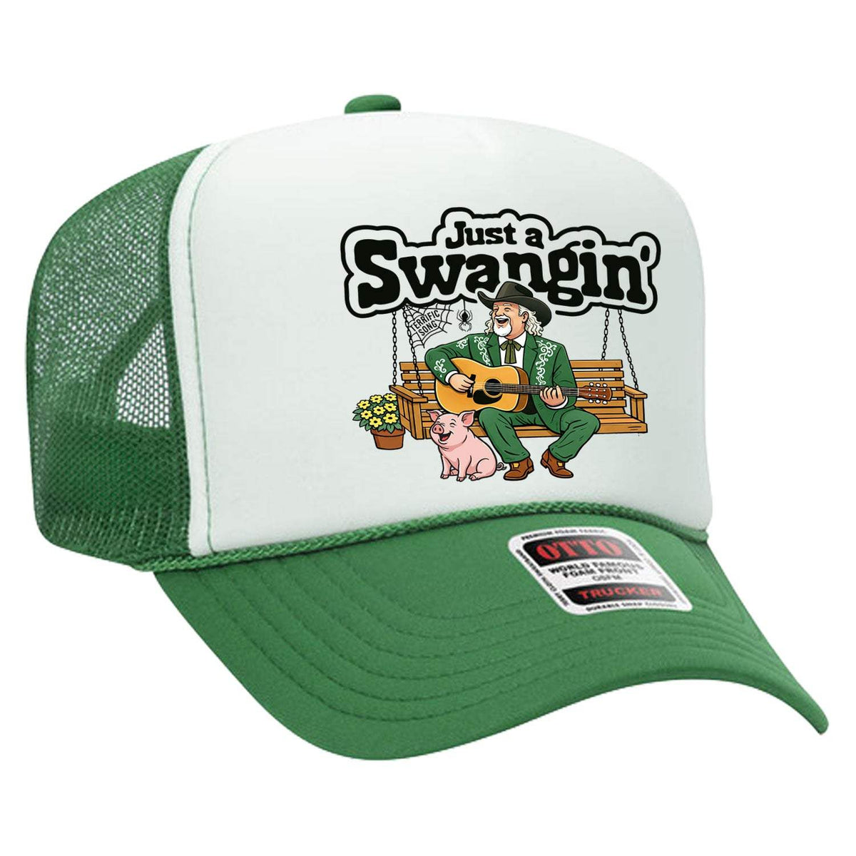 Just A Swangin' Foam Trucker Hat - Green / White