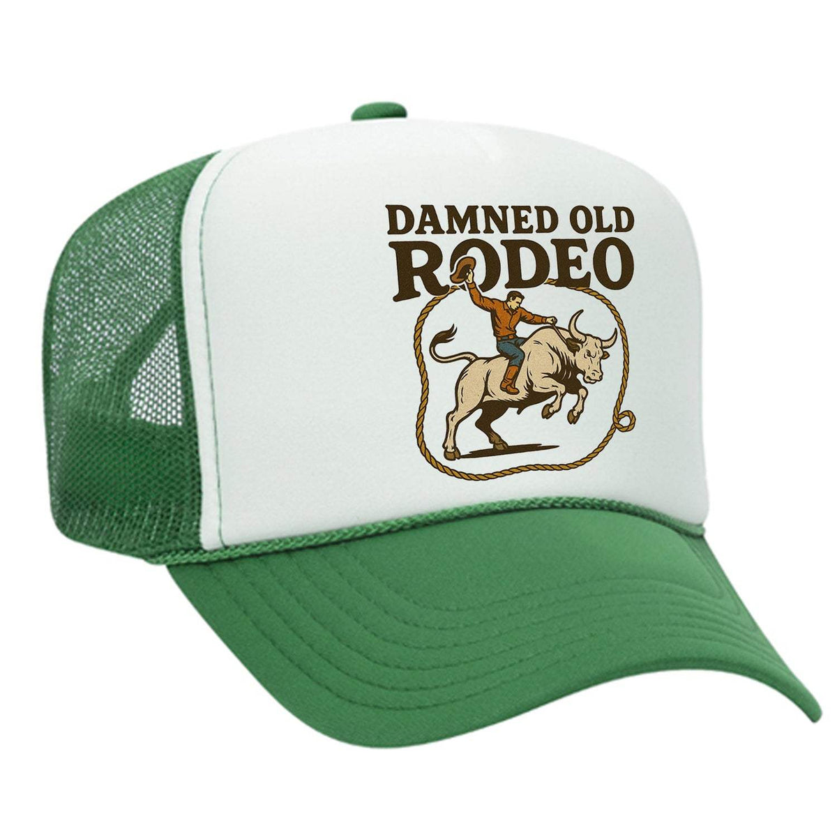 Damned Old Rodeo Foam Trucker Hat - Green / White