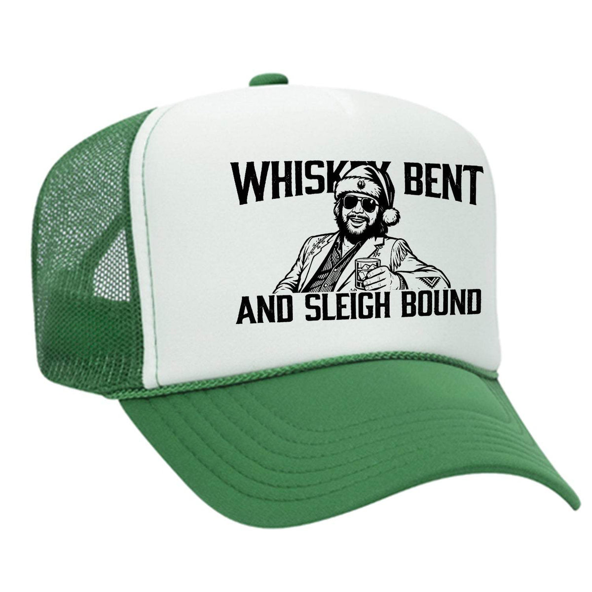 Whiskey Bent & Sleigh Bound Foam Trucker Hat - Green / White