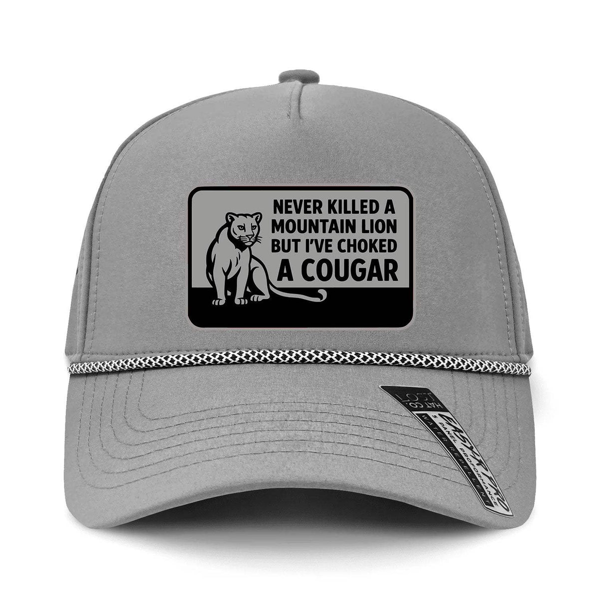 Choked A Cougar Performance Leather Patch Hat - Grey