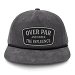 Over Par And Under The Influence Flat Bill Rope Leather Patch Hat