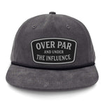 Over Par And Under The Influence Flat Bill Rope Leather Patch Hat - Gunmetal
