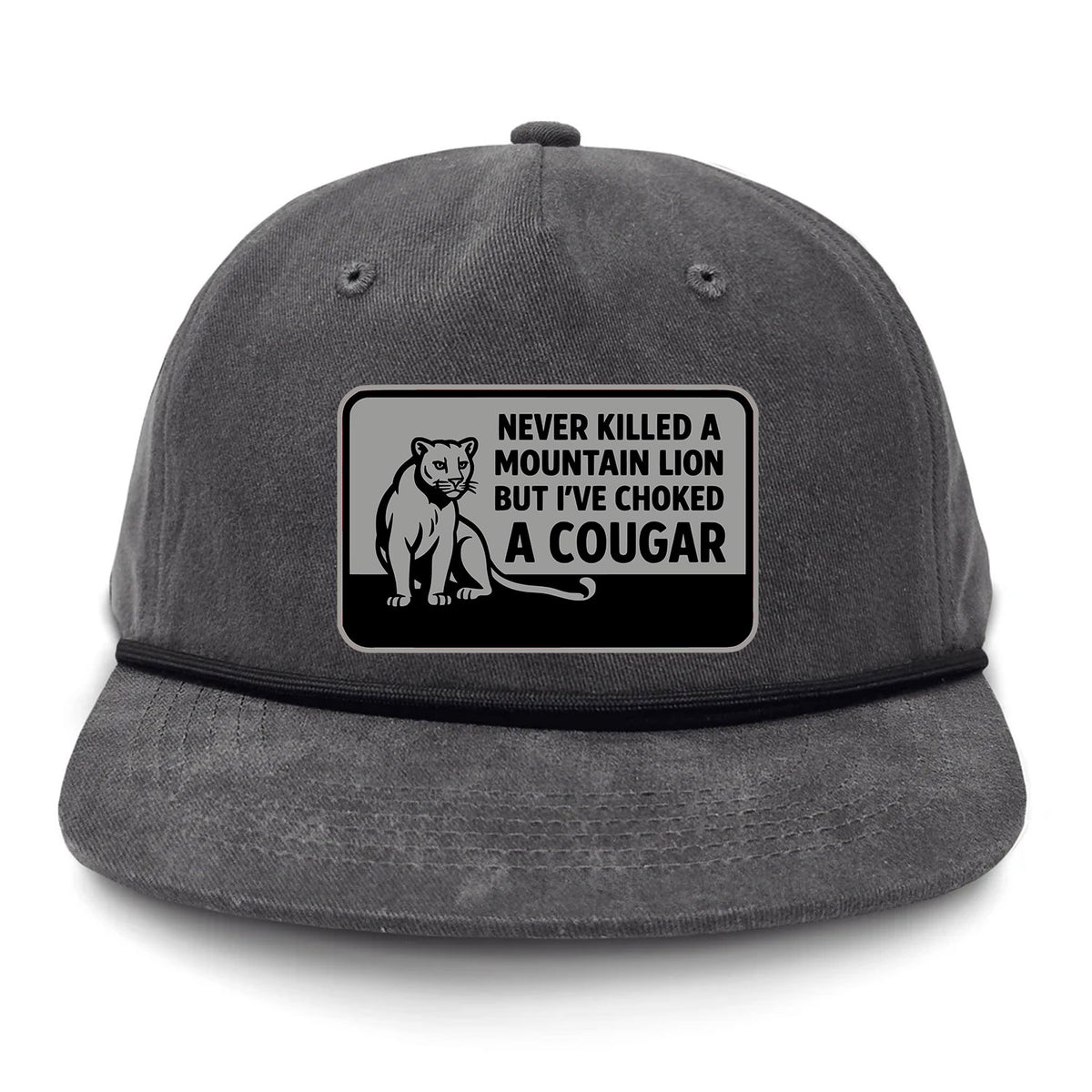 Choked A Cougar Flat Bill Rope Leather Patch Hat