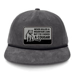 Choked A Cougar Flat Bill Rope Leather Patch Hat