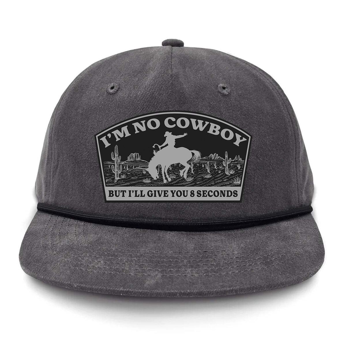 I'm NoCowboy Flat Bill Rope Leather Patch Hat - Gunmetal