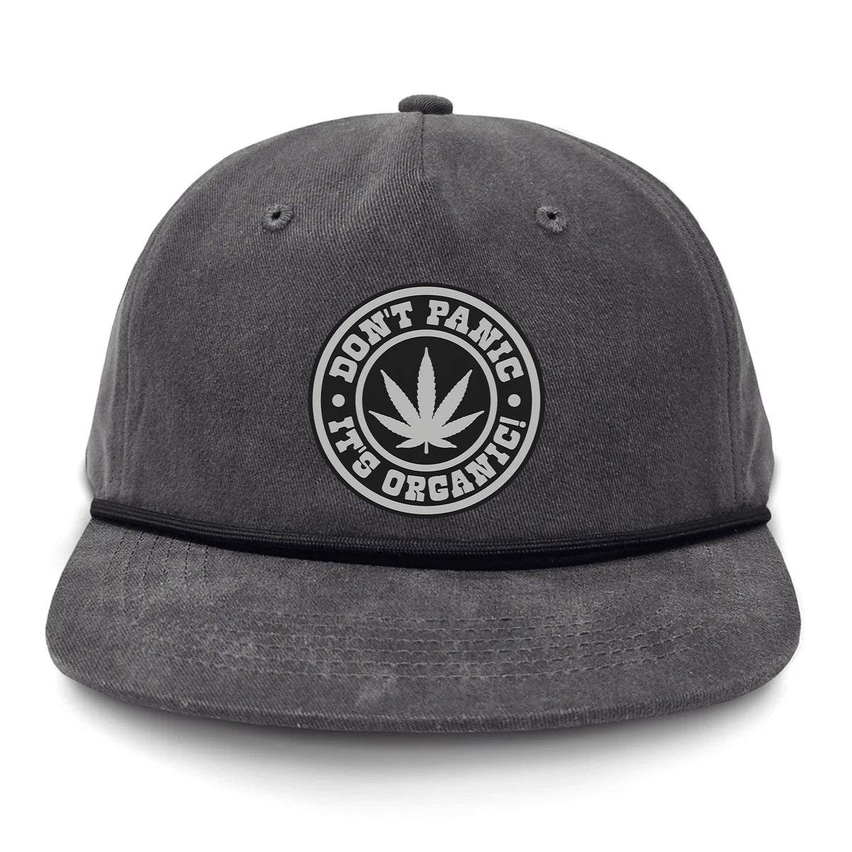 Don't Panic It's Organic Flat Bill Rope Leather Patch Hat