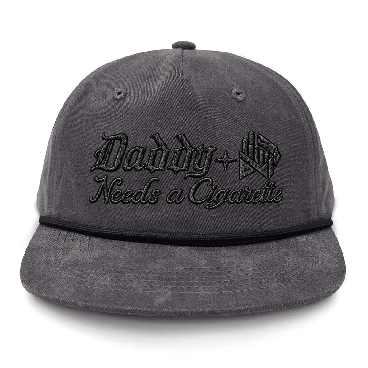 Daddy Needs A Cig Embroidered Flat Bill Hat - Gunmetal