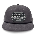Make America Affordable Again Flat Bill Rope Leather Patch Hat - Gunmetal