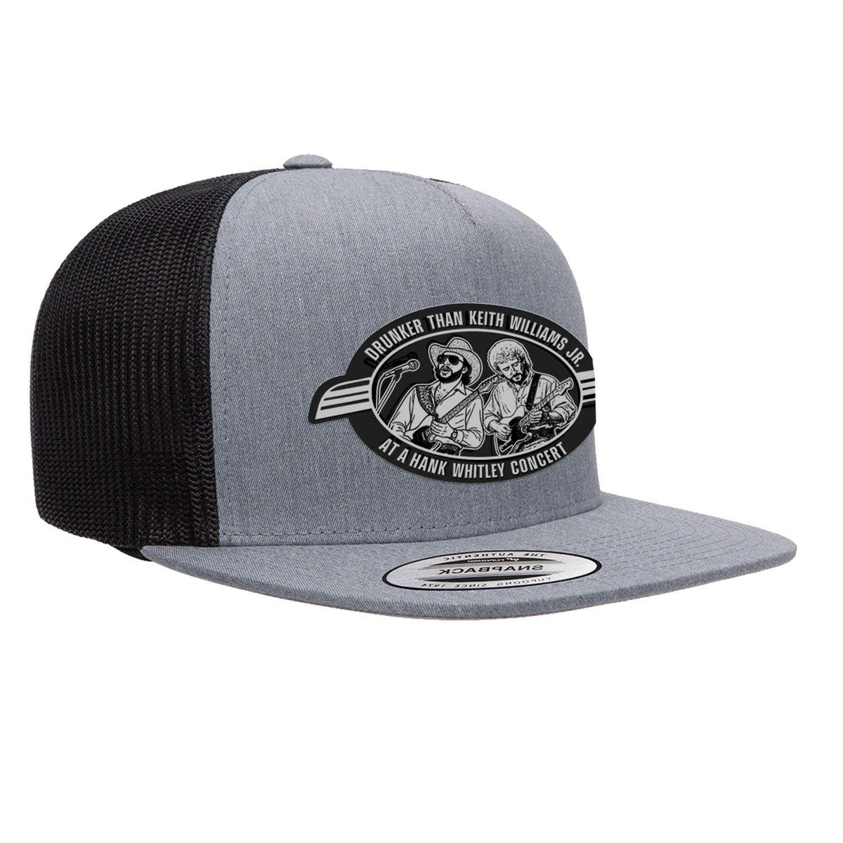 Hank Whitley Flat Bill Trucker Hat - Heather Black