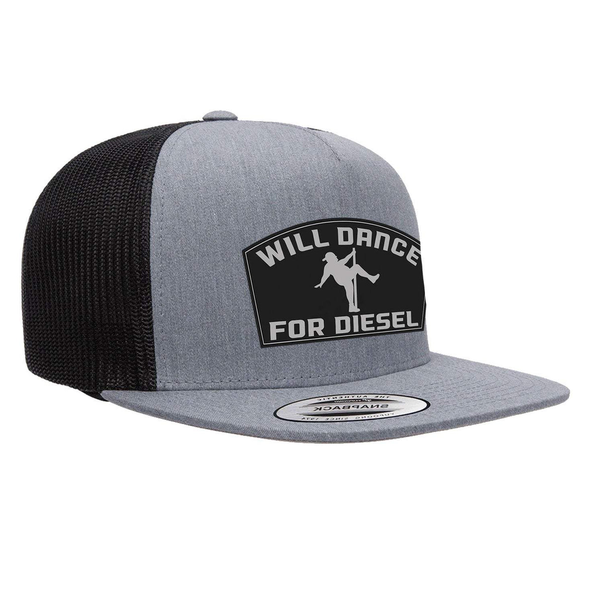 Will Dance For Diesel Flat Bill Hat - Heather Black